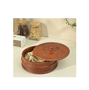 Pot à roti en bois durable, récipient de stockage alimentaire, support traditionnel pour chapati, vaisselle pour restaurant et hôtel - Product Image 5