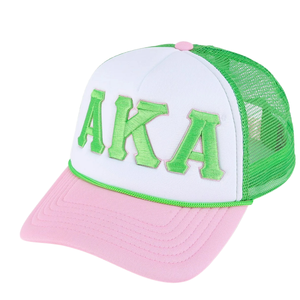 หมวกแก๊ป AKA Trucker สีเขียว ขาว ชมพู ปักตัวอักษร ตาข่าย หมวกเบสบอล ปรับขนาดได้ แฟชั่นลำลอง สำหรับผู้ชาย - Product Image 5