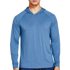 Camiseta de manga larga con capucha para hombre, protección UV, de secado rápido, color sólido, para pesca. - Product Image 1
