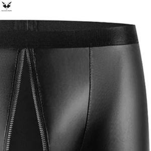 Ropa interior de moda para hombre, de piel sintética negra mate, estilo punk, transpirable, de corte ajustado, con doble cremallera frontal, material de alta elasticidad - Product Image 5