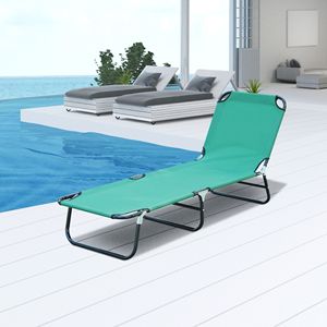 Sdraio da Patio con Telaio in Alluminio e Rete, Schienale Regolabile a 5 Livelli, Verde, per Campeggio, Spiaggia, Piscina - Product Image 2