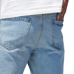 Pantalones Cortos de Mezclilla Transpirables Azul Claro para Hombre, Desgastados, Casuales, de Algodón, Corte Regular, Estilo Urbano de Verano, Lavados, Cinco Bolsillos - Product Image 4
