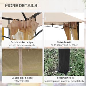 Gazebo 10x10 con Tetto a Doppia Ventilazione e Pareti Laterali in Rete con Cerniera, Colore Kaki, per Giardino e Patio - Product Image 5