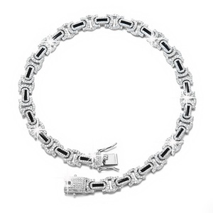 <b>925</b> <b>Silver</b> Lab Grown Diamond Two Tone Link <b>Chain</b> <b>Mens</b> Iced Out Luxury Statement Necklace - Product Image 6