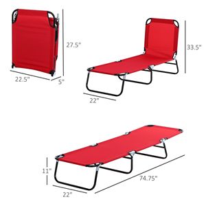 Lettino Pieghevole Rosso con Schienale a 5 Livelli e Poggiapiedi Regolabile, Leggero per Piscina e Patio, Ideale per Prendere il Sole - Product Image 3