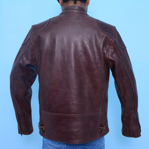 Veste de moto en cuir véritable marron élégante de haute qualité fabriquée au Pakistan en cuir d'agneau souple unisexe grande taille pour motard - Product Image 4