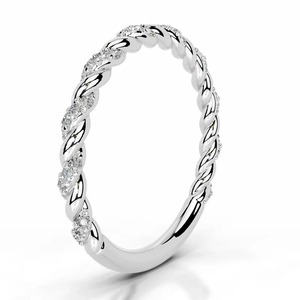 Bague de mariage demi-éternité Zenvoria en or blanc 14 carats avec diamant rond cultivé en laboratoire de 2,0 mm, certifiée IGI - Product Image 1