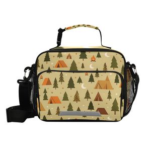 Camping Print Insulated Lunch <b>Bag</b> Large Capacity Leakproof Cooler Tote Portable Collapsible Zipper Food <b>Bag</b> - Product Image 1