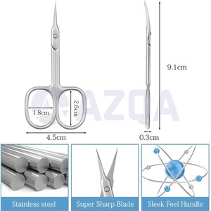 Ciseaux à cuticules professionnels en acier inoxydable, finition argentée, pointe fine de précision, outil de soin des ongles pour manucure et pédicure - Product Image 2