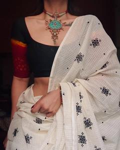 Sari indien Kota Doriya Boutique sexy, broderie florale noire, tenue de mariage traditionnelle, vêtements ethniques pour femmes, fête nuptiale, séchage rapide, tout-en-un - Product Image 3