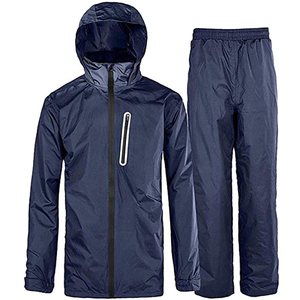 Conjunto Impermeable de Alta Visibilidad con Certificación CE, Chaqueta con Capucha y Pantalones, Unisex, de Nailon Negro, Transpirable y Resistente al Viento, para Trabajo - Product Image 3