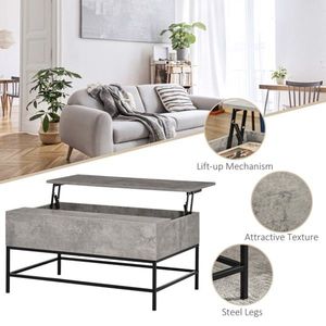 Luxury Convertible <b>Grey</b> Stone Top <b>Coffee</b> <b>Table</b> Indoor Folding Living Room and Bedroom Side <b>Table</b> with Elegant Design - Product Image 5