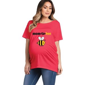 Mom To Bee T-shirt de maternité en coton pour femme, coupe ample, col rond, manches courtes, jersey imprimé, haut printemps-été - Product Image 2