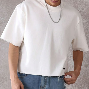 T-shirt pour homme en coton 100% délavé à l'acide, décontracté, respirant, coupe ample, court, surdimensionné, design usé, imprimé - Product Image 2