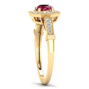 Bague Halo en argent sterling 925 de qualité supérieure REYES avec pierre précieuse rubis taille ronde 0,84 ct pour femmes, bijoux en moissanite certifiés GRA - Product Image 3