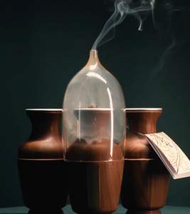 Brûleur à Bakhoor en bois artisanal de style Art déco arabe à motif vertical, décoration d'intérieur, encensoir Mubkhar, brûleur à Oud pour le Ramadan - Product Image 1