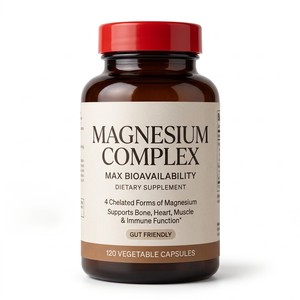 Capsules de complexe de magnésium à marque privée OEM, 4 formes chélatées, 120 unités, complément minéral pour le soutien des os, des muscles et du système immunitaire - Product Image 1