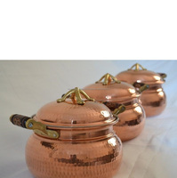 Casseroles en cuivre martelé turc avec couvercle en acier inoxydable, écologiques, style américain, compatibles avec les cuisinières à gaz, personnalisables