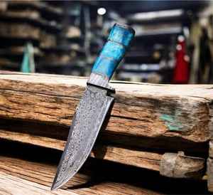 Couteau de chasse haut de gamme en acier Damas forgé à la main, personnalisé, avec manche en os, couteau de chasse médiéval sur mesure - Product Image 5