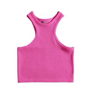 Débardeur court côtelé uni basique pour femme – Vente en gros personnalisée – Débardeur de sport sans manches pour le yoga - Product Image 2