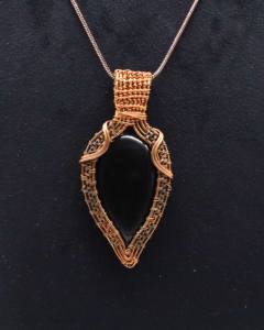 Natural <b>Black</b> Spinel Necklace Copper Wire <b>Wrapped</b> Pendant | Handmade Gemstone Jewelry - Product Image 4