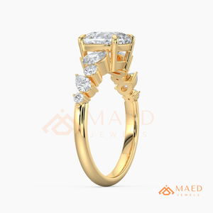 แหวนหมั้นทอง 14K ประดับมอสซาไนต์ทรงกลม แหวนแต่งงานวงกว้าง เครื่องประดับเจ้าสาว ของขวัญสำหรับผู้หญิง สินค้าหรูหราจากสหรัฐอเมริกา ตามเทรนด์แฟชั่น - Product Image 6