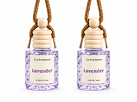 Bouteille de parfum de voiture créative et élégante en verre pour aromathérapie à la lavande, avec bouchon en bois, pendentif rechargeable, parfum floral longue durée, à suspendre