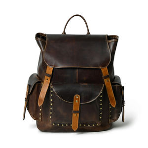 Sac à dos de voyage d'affaires en cuir véritable de haute qualité, couleur personnalisée, grande capacité - Product Image 1