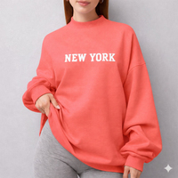 Sweat-shirt oversize à col montant et sequins sur le devant pour femme, doux et chaud, style urbain, col rond, hiver