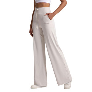 Wearpex Women's Mid-Waisted Flare <b>Pants</b> Yoga Sports Fleece-<b>Lined</b> Regular Fit Slimming 100% Cotton Eco-Friendly Breathable - Product Image 1