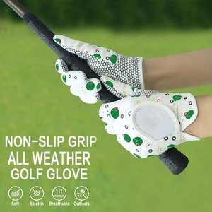 Gants de golf en maille respirante antidérapants avec imprimé à pois colorés pour le sport, design unisexe à enfiler - Product Image 3