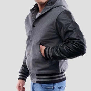 Wholesale Custom latest designs Long Sleeve Winter <b>Jacket</b> <b>Plain</b> Blank <b>Varsity</b> Letterman <b>Jacket</b> for men - Product Image 5
