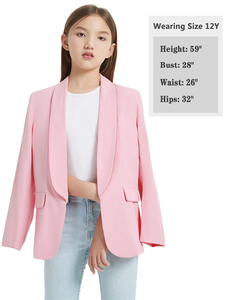 เสื้อเบลเซอร์แขนยาวสีชมพูสำหรับผู้หญิง ชุดนักเรียนสีพื้น ชุดสำเร็จการศึกษา ชุดสูททางการ เสื้อเบลเซอร์เด็ก - Product Image 2