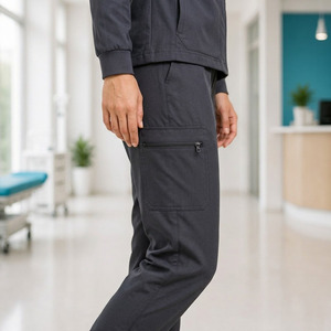 Ensemble d'uniformes médicaux unisexe respirant à col en V en polyester et élasthanne, tricoté rafraîchissant, pour usage hospitalier, détection d'aiguilles, service OEM - Product Image 5