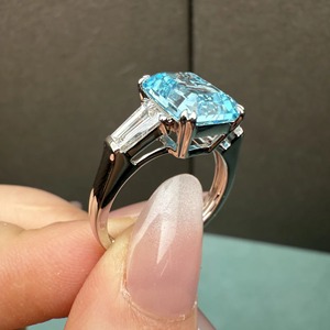 Women's 925 <b>Silver</b> <b>Emerald</b> Cut Topaz <b>Ring</b> Prong Setting Classic Gemstone Engagement <b>Ring</b> - Product Image 3