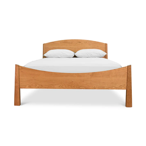 Cama de Plataforma de Madera Maciza de Estilo Moderno de Mediados de Siglo con Cabecera Curva |   Muebles de Dormitorio de Madera de Nogal y Mango Natural - Product Image 4