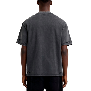 T-shirt Homme Oversize en Coton Délavé à l'Acide, Col Rond, Style Streetwear Décontracté, Tendance Mode Américaine - Product Image 3