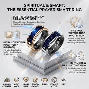 Anillo Inteligente de Acero con Pantalla, Recordatorio de Llamadas, Cargador Inalámbrico IP68, Monitor de Salud y Ejercicio, Control por Aplicación, para Hombres y Mujeres Musulmanes - Product Image 6