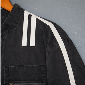 Men's Black Full Sleeve Flame Resistant Quick Dry Windproof <b>Racing</b> <b>Jacket</b> with White Stripes All Seasons Adult Suit Style Wear - Product Image 6