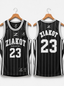 Wholesale Direct Ziakot Industry Custom Black White Pinstripe White-Gray Authentic Basketball Jersey - Product Image 1