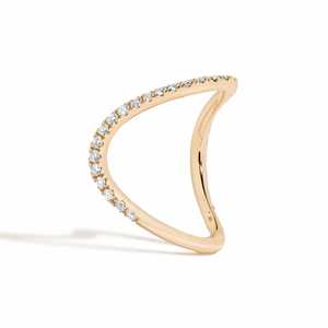 14K Gold Lab Grown Diamond Stackable <b>Ring</b> Prong Set 1.8mm Wavy Curved Chevron Deep V Contour <b>Wishbone</b> Contour Guard Wedding - Product Image 6