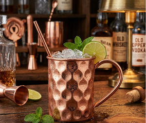 Wholesale Best Gift Item Copper Moscow Mule Mug with Handle Hammered Texture Leak Proof Lid, Vacuum Insulation, Coffee Mug - Product Image 6