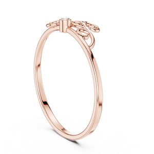 Anillo de oro macizo de 14k para mujer con diamante de corte redondo minimalista de diseño de mariposa, ideal para regalo, compromiso, aniversario, boda. - Product Image 6