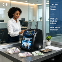 Contadora de billetes de alta calidad 6070MAX con pantalla completa, clasificador de dinero de dos compartimentos (1+1), contador de billetes de alto valor con impresora