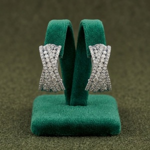 เครื่องประดับวินเทจขายส่ง คุณภาพดีเยี่ยม แพลตตินั่ม ทองคำขาว เพชรธรรมชาติ ต่างหูแบบห่วง สำหรับงานแต่งงาน งานหมั้น และวันครบรอบ - Product Image 1