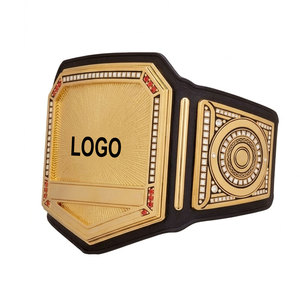Ceinture de championnat de poids lourd Taizen Sports TZ-2023, réplique, alliage de zinc doré, boucle design 3D, sangle en cuir noir, réglable - Product Image 3