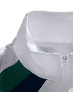 Men's <b>Square</b> Collar Color Blocking Zipper Jacket Casual Style <b>White</b> Green Navy - Product Image 3