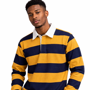 Vêtements d'équipe de rugby personnalisés B15, polo à manches longues rayé en piqué pour homme, polo de rugby lourd, maillot de rugby pour femme - Product Image 1