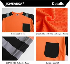 Camisetas de Trabajo de Alta Visibilidad para Hombre con Logotipo Personalizado, 100% Poliéster, Impresión UV, Antiestáticas, Impermeables, Certificación CE, OEM - Product Image 3