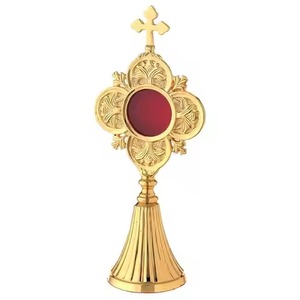 Monstrance Reliquaire en Laiton avec Design Traditionnel pour Baptême, Mariage, Décoration Intérieure – Couleur et Logo Personnalisables, Présentoir de Table - Product Image 2